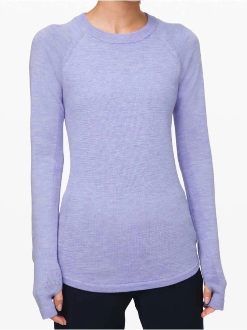 Lululemon Moreno Wool Sit In Lotus Sweater Heathered Lavender Dusk